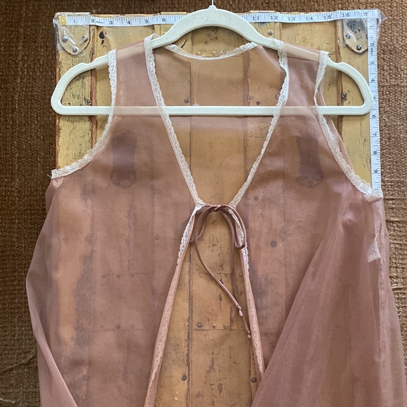 60s 70S VINTAGE VANITY FAIR BOHO FEMININE SHEER LACE TRIM LINGERIE CHEMISE TOP - Picture 10 of 15